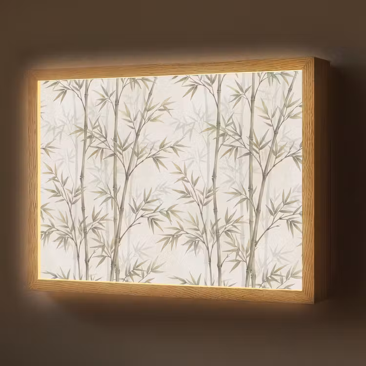 Lightbox - Wandlamp - Bamboe - Bladeren - Natuur - Aquarel - Groen — 1