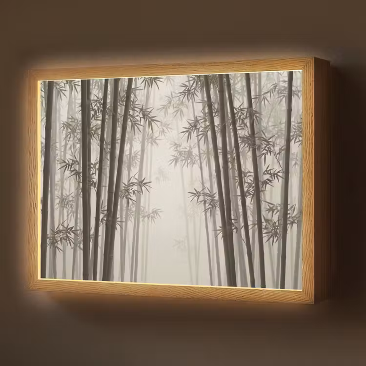 Lightbox - Wandlamp - Bamboe - Bos - Mist - Natuur — 1