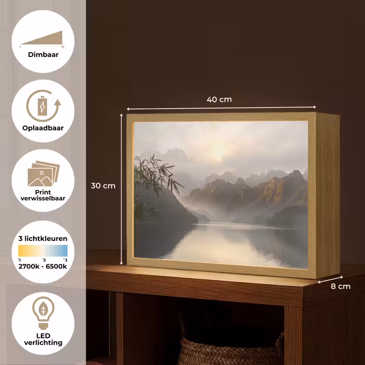 Lightbox - Wandlamp - Bergen - Water - Mist - Natuur - Landschap — 10