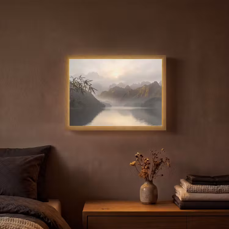 Lightbox - Wandlamp - Bergen - Water - Mist - Natuur - Landschap — 3