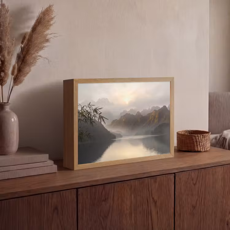 Lightbox - Wandlamp - Bergen - Water - Mist - Natuur - Landschap — 4