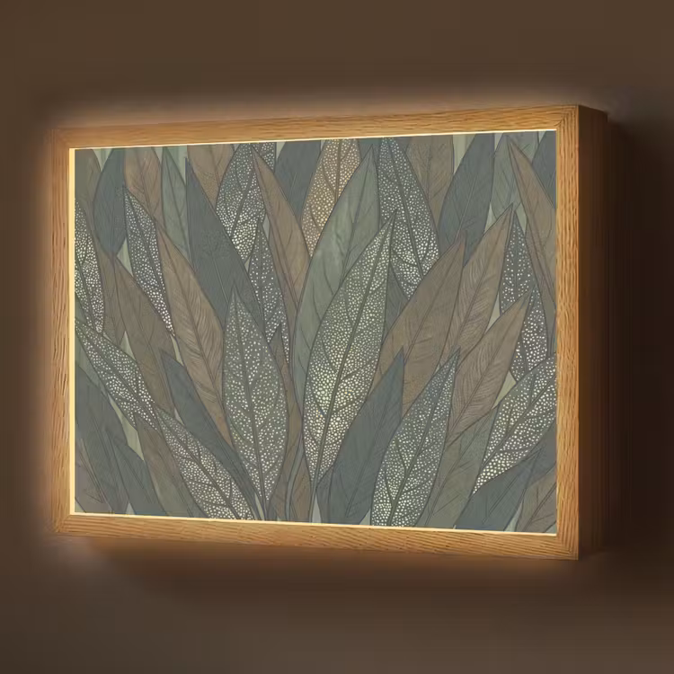 Lightbox - Wandlamp - Bladeren - Patroon - Gestippeld - Natuur - Groen — 1