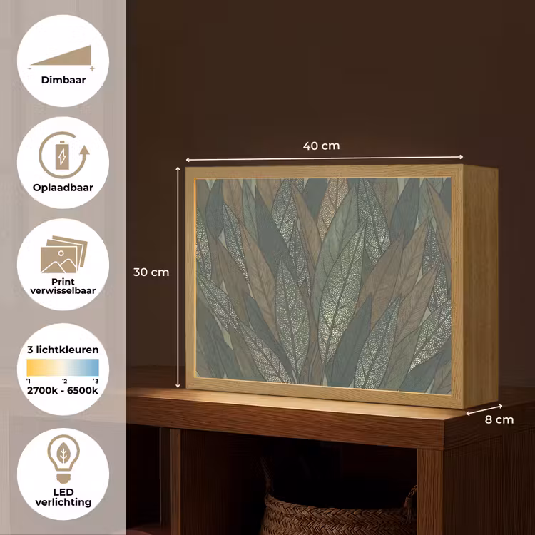 Lightbox - Wandlamp - Bladeren - Patroon - Gestippeld - Natuur - Groen — 10