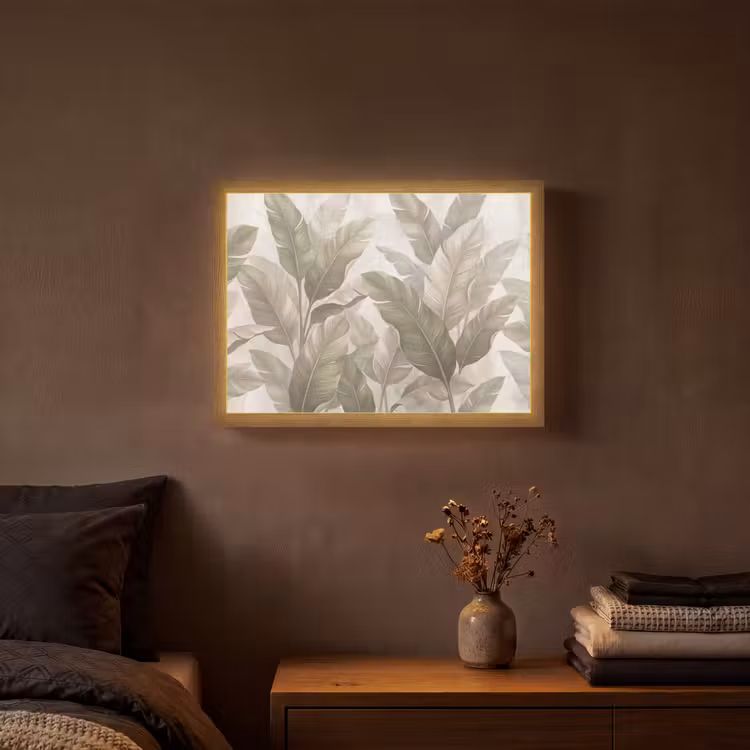 Lightbox - Wandlamp - Bladeren - Tropisch - Natuur - Abstract - Beige — 3