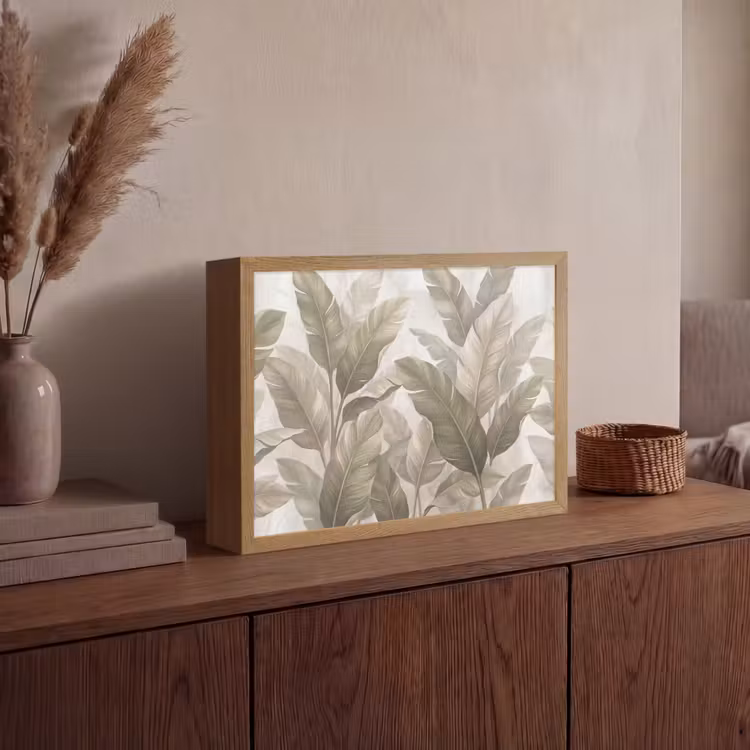 Lightbox - Wandlamp - Bladeren - Tropisch - Natuur - Abstract - Beige — 4