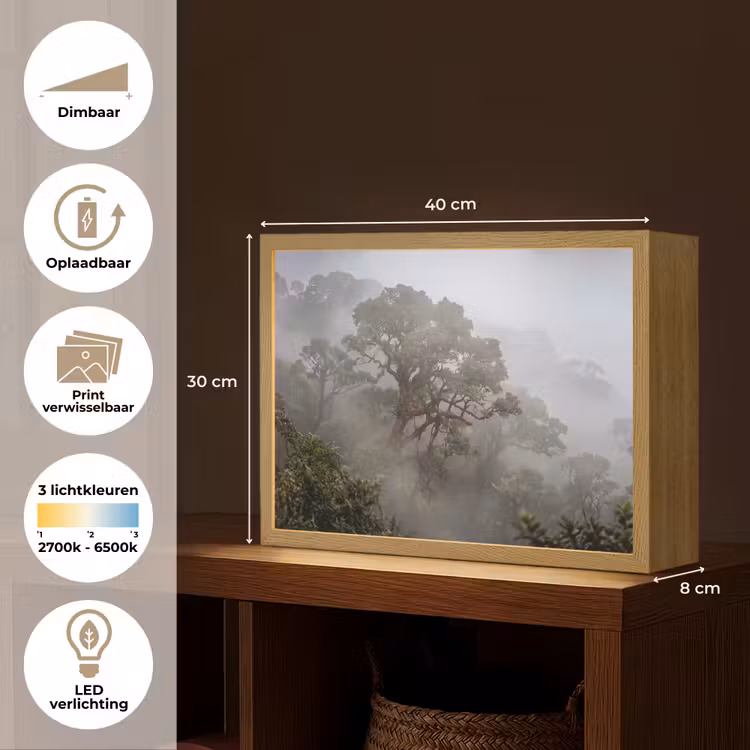 Lightbox - Wandlamp - Boom - Mistig - Bos - Groen - Natuur — 10