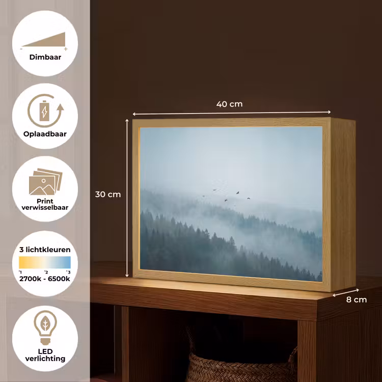Lightbox - Wandlamp - Bos - Mist - Vogels - Natuur - Groen — 10