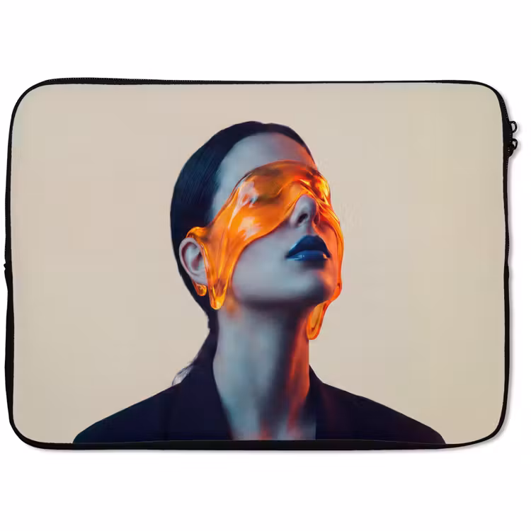 Laptophoes - Vrouw - Oranje - Abstract - Modern - Kleurrijk — 1