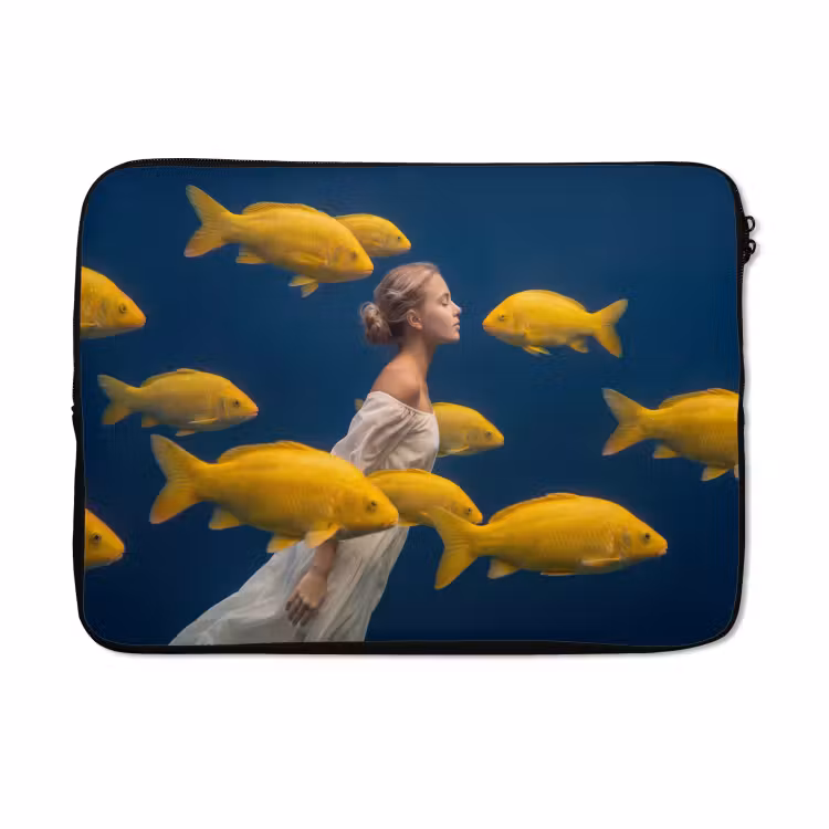 Laptophoes - Vrouw - Vis - Water - Natuur - Geel — 5