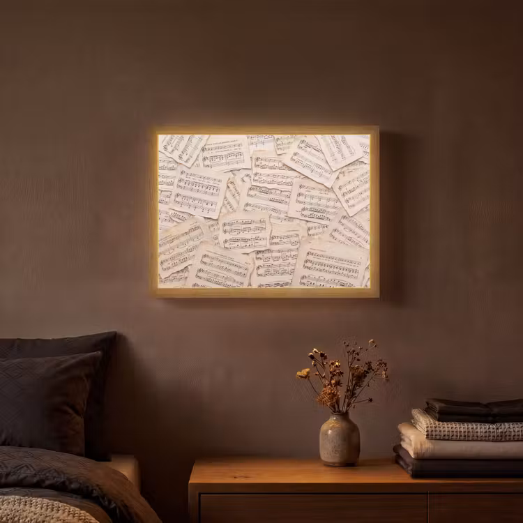 Lightbox - Wandlamp - Bladmuziek - Oud - Noten - Vintage - Beige — 3