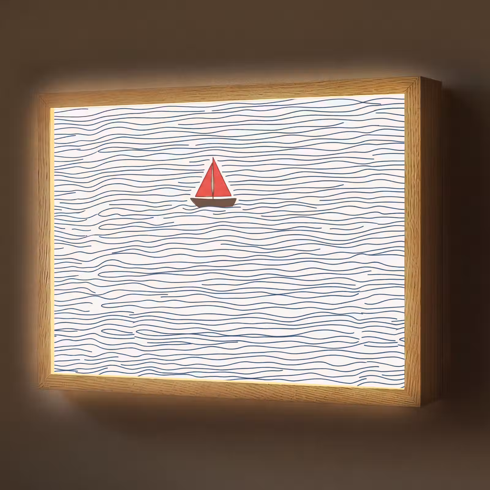 Lightbox - Wandlamp - Boot - Water - Rood - Illustratie - Minimalistisch — 1