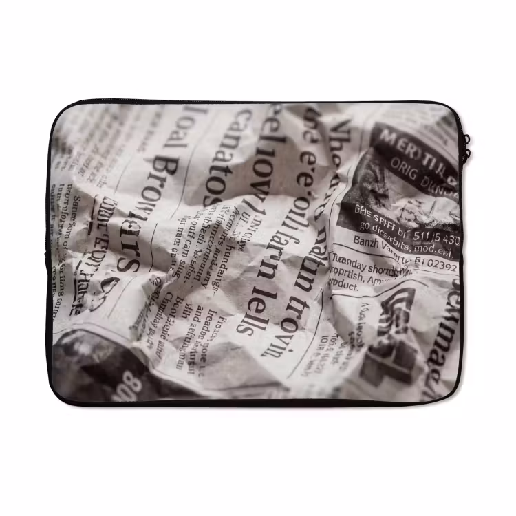 Laptophoes - Krant - Gekreukeld - Textuur - Vintage - Zwart-wit — 5