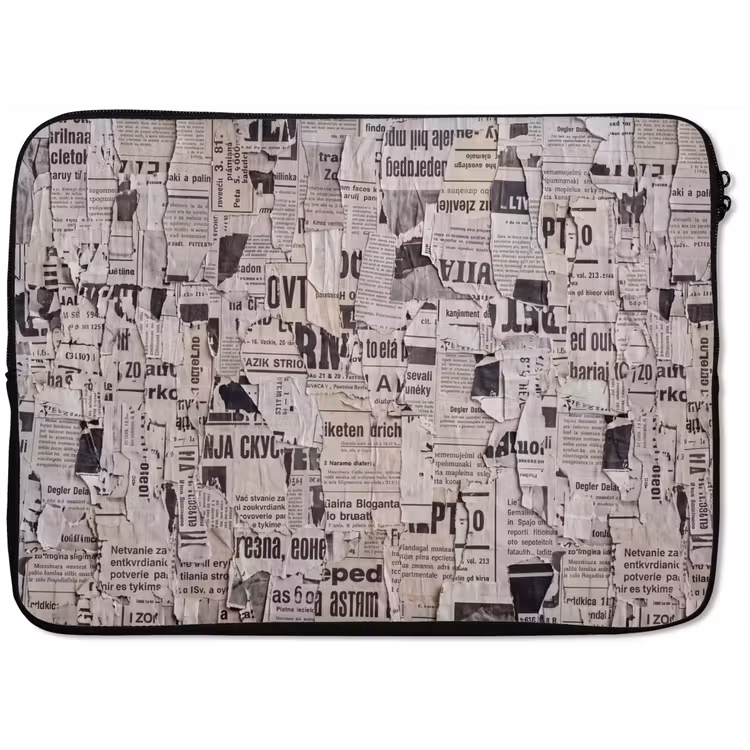 Laptophoes - Krant - Gescheurd - Textuur - Abstract - Zwart-wit — 1