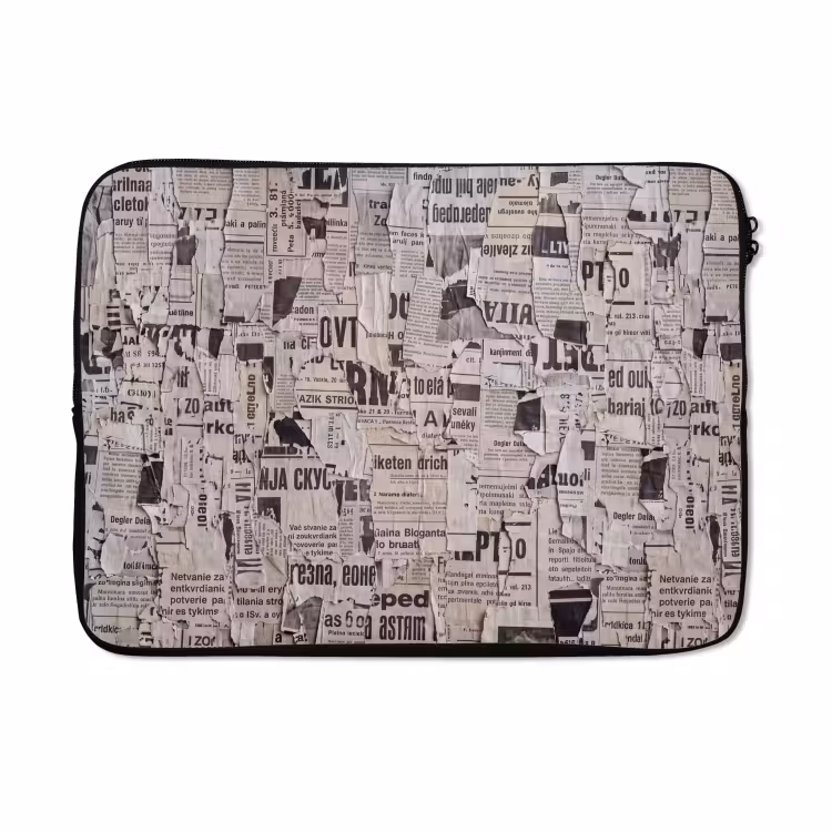 Laptophoes - Krant - Gescheurd - Textuur - Abstract - Zwart-wit — 5