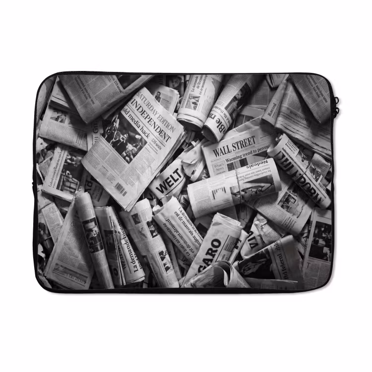 Laptophoes - Krant - Stapel - Nieuws - Zwart-wit — 5