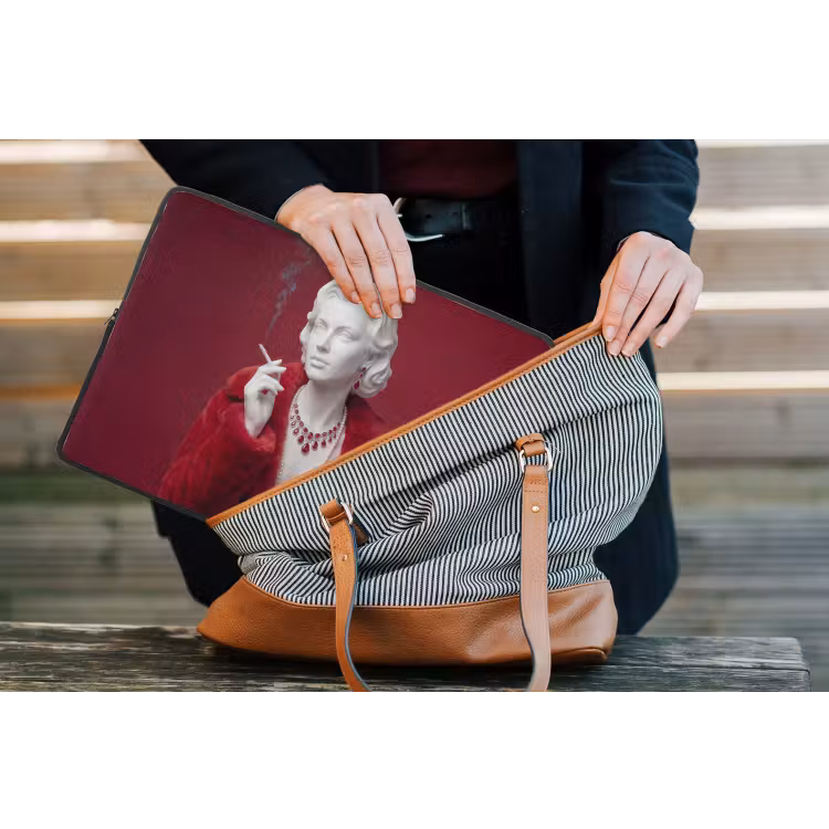 Laptophoes - Vrouw - Bontjas - Mode - Klassiek - Rood — 4