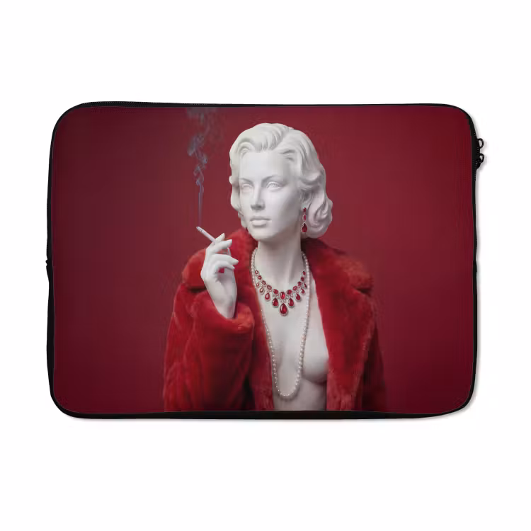 Laptophoes - Vrouw - Bontjas - Mode - Klassiek - Rood — 5