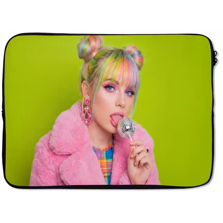 Laptophoes - Vrouw - Kleurrijk haar - Pop art - Modern - Levendig — 1