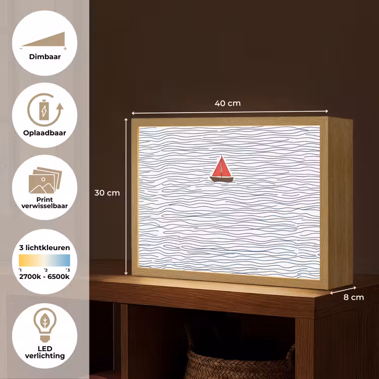 Lightbox - Wandlamp - Boot - Water - Rood - Illustratie - Minimalistisch — 10