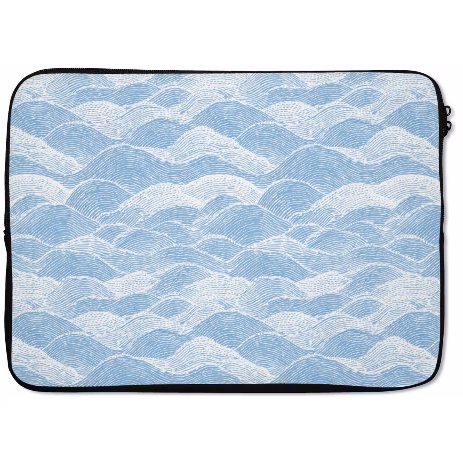 Laptophoes - Blauw - Wit - Golven - Getekend — 1