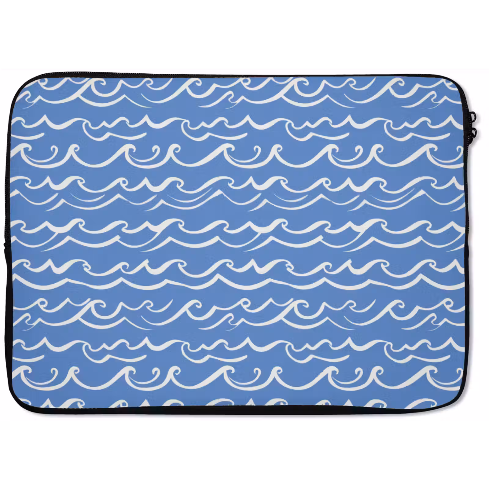 Laptophoes - Blauw - Wit - Simpel - Getekend - Golven — 1