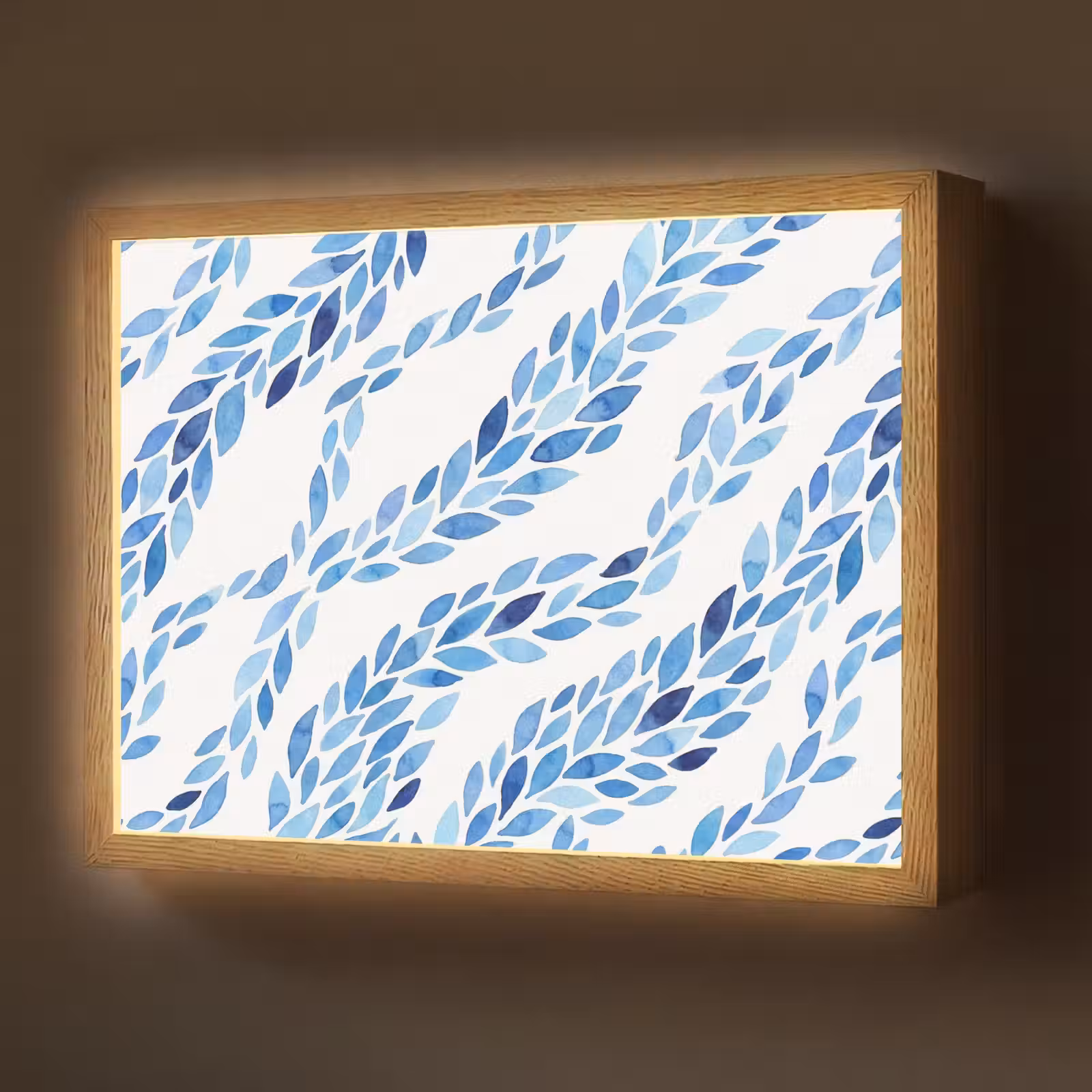 Lightbox - Wandlamp - Bladeren - Aquarel - Patroon - Modern - Blauw — 1