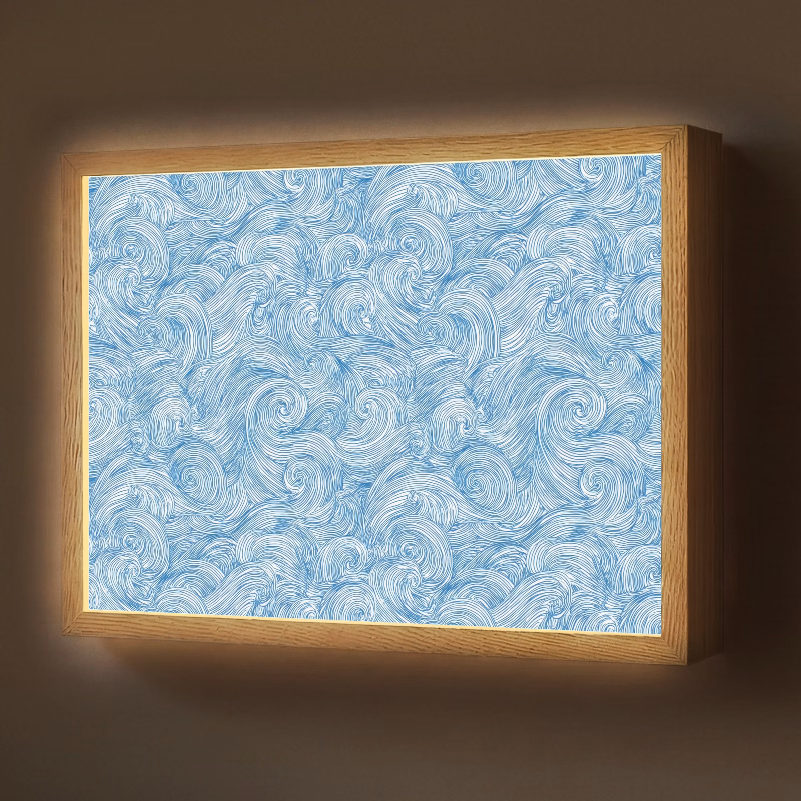 Lightbox - Wandlamp - Blauw - Wit - Spiraal - Golven - Lijnen — 1