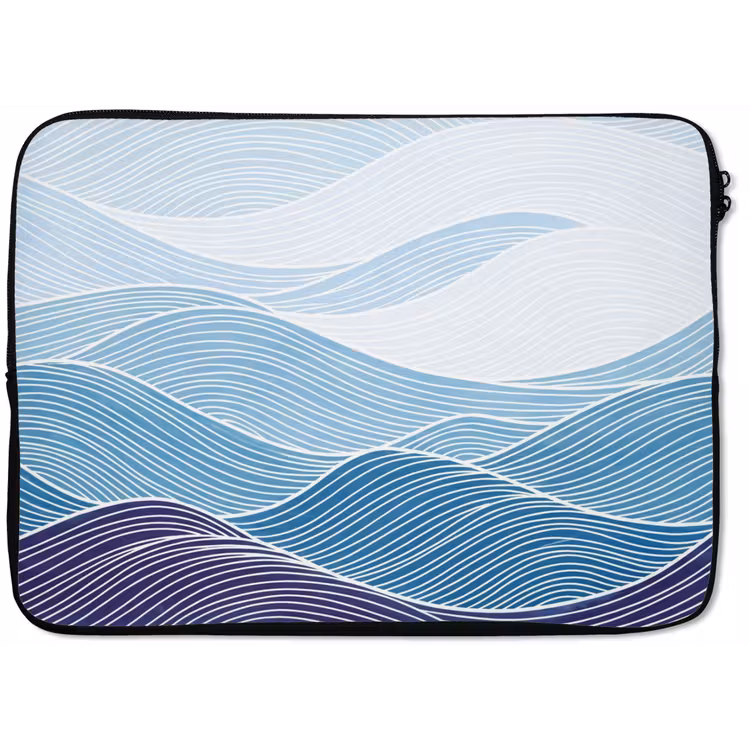 Laptophoes - Abstract - Golven - Patroon - Blauw - Modern — 1