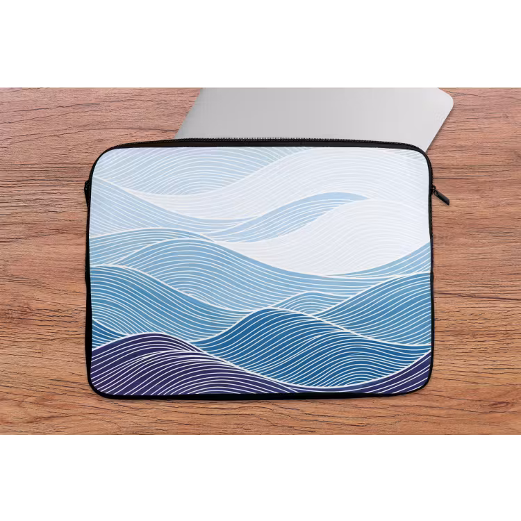 Laptophoes - Abstract - Golven - Patroon - Blauw - Modern — 2