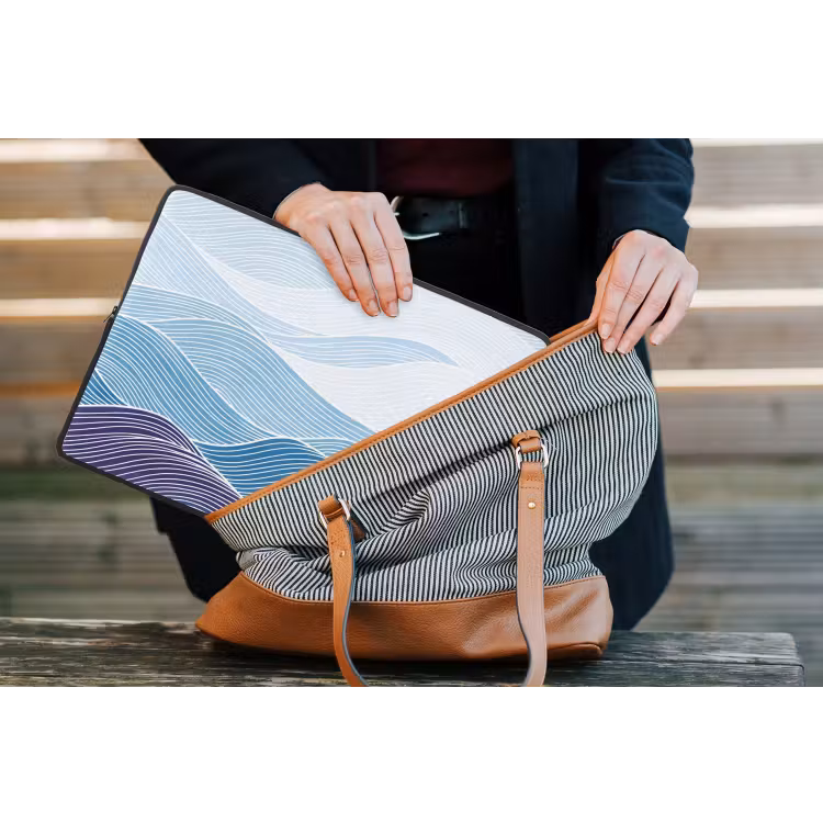 Laptophoes - Abstract - Golven - Patroon - Blauw - Modern — 4