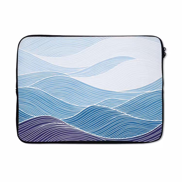 Laptophoes - Abstract - Golven - Patroon - Blauw - Modern — 5