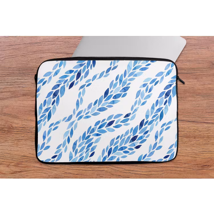Laptophoes - Bladeren - Aquarel - Patroon - Modern - Blauw — 2