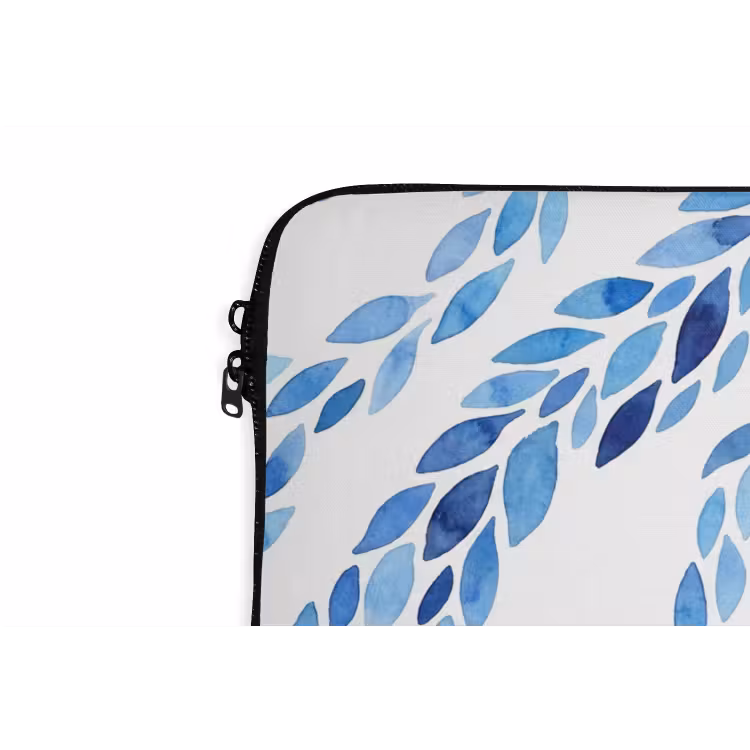 Laptophoes - Bladeren - Aquarel - Patroon - Modern - Blauw — 6