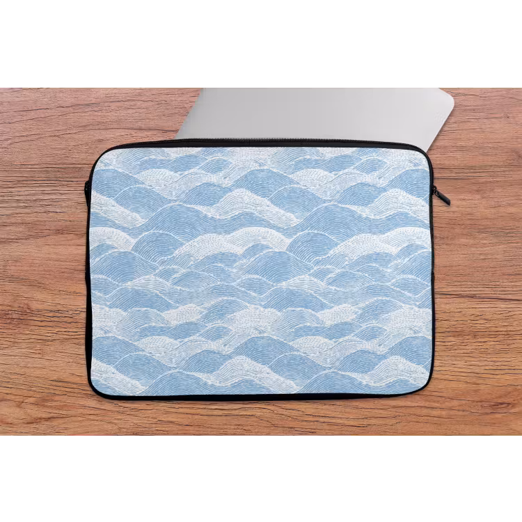 Laptophoes - Blauw - Wit - Golven - Getekend — 2