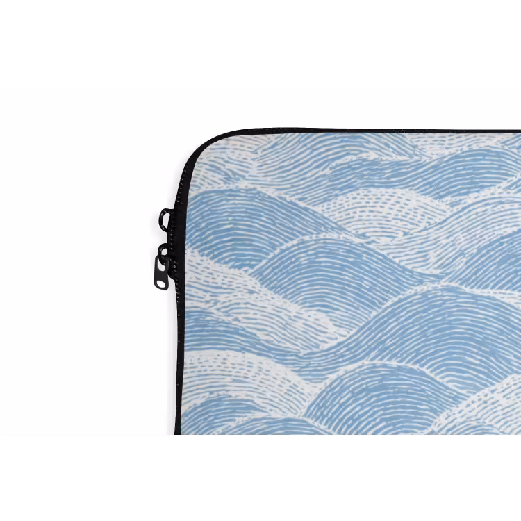 Laptophoes - Blauw - Wit - Golven - Getekend — 6