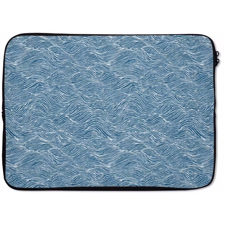 Laptophoes - Blauw - Wit - Golven - Getekend - Textuur — 1