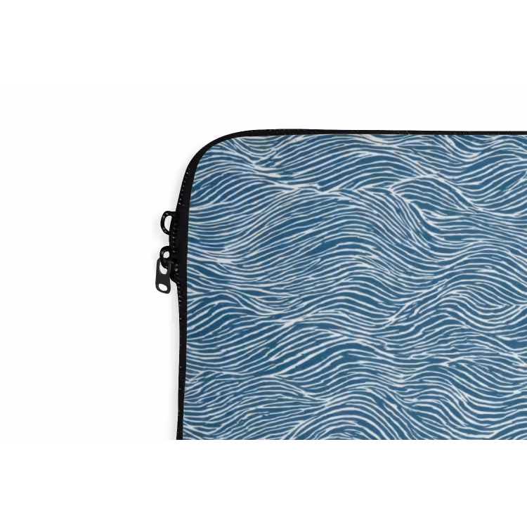 Laptophoes - Blauw - Wit - Golven - Getekend - Textuur — 6