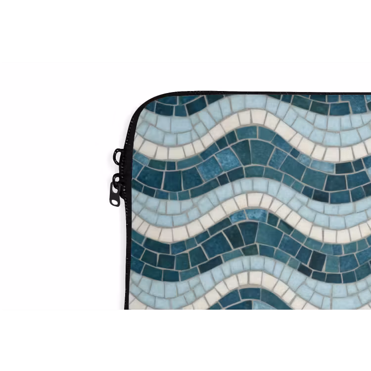Laptophoes - Blauw - Wit - Mozaïek - Golvend — 6
