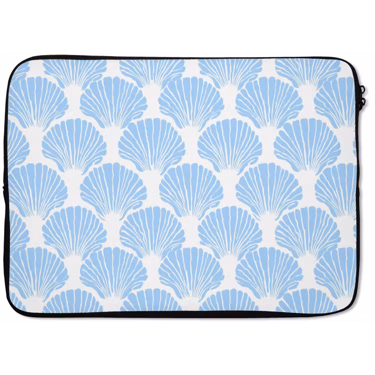 Laptophoes - Blauw - Wit - Schelpen - Grafisch - Structuur — 1