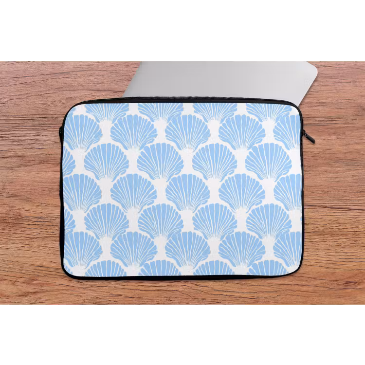 Laptophoes - Blauw - Wit - Schelpen - Grafisch - Structuur — 2