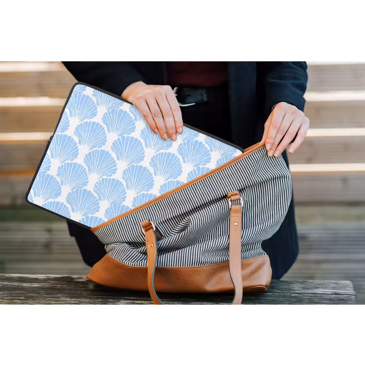 Laptophoes - Blauw - Wit - Schelpen - Grafisch - Structuur — 4