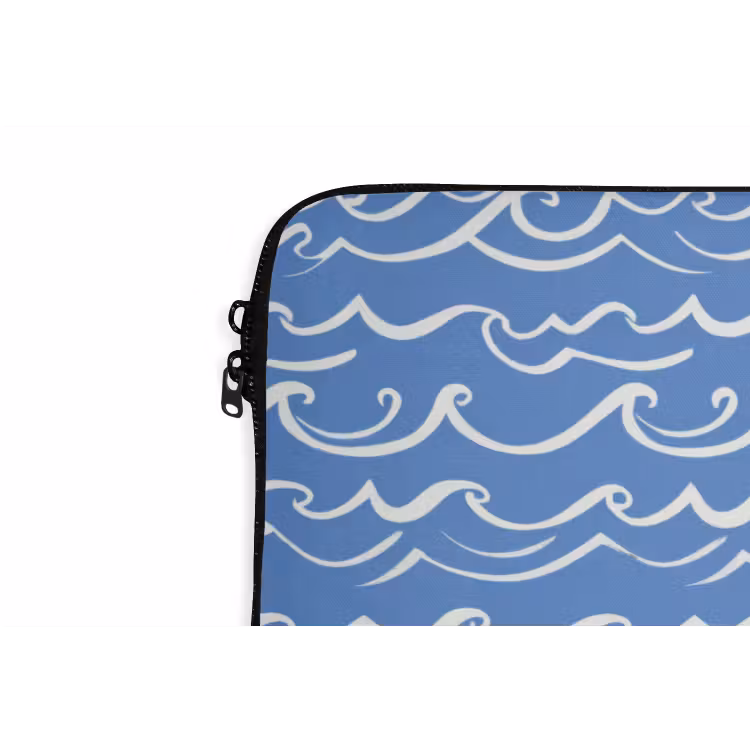 Laptophoes - Blauw - Wit - Simpel - Getekend - Golven — 6