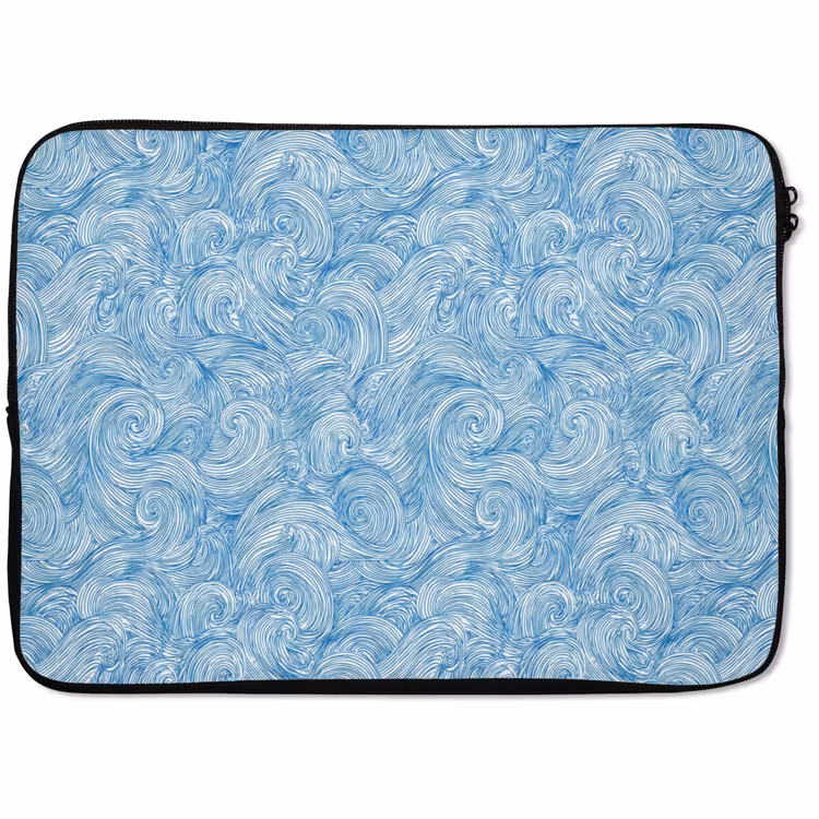 Laptophoes - Blauw - Wit - Spiraal - Golven - Lijnen — 1