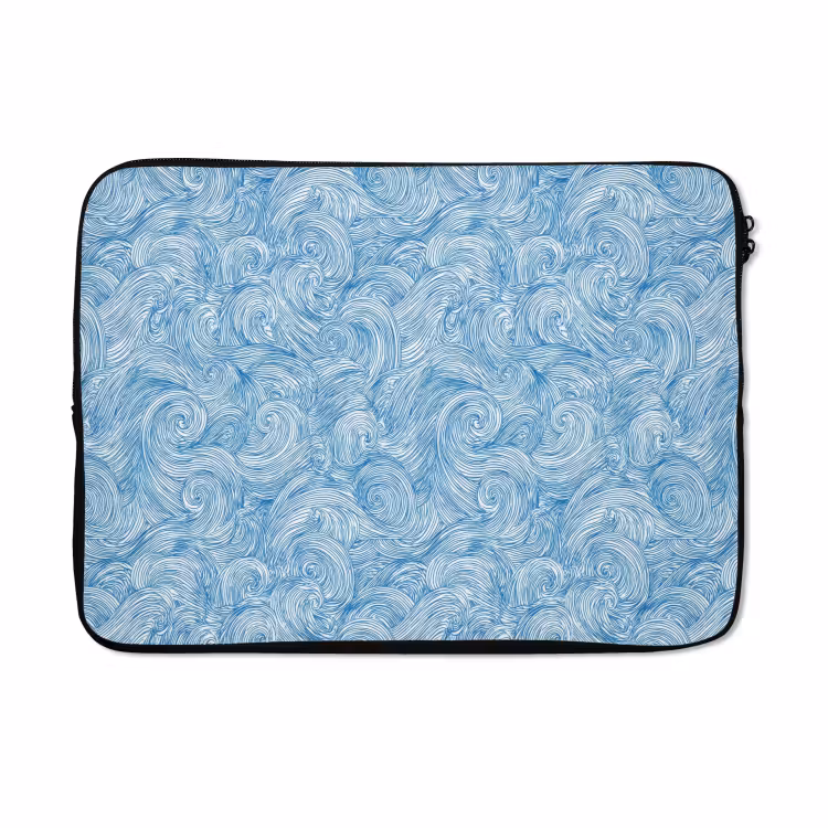 Laptophoes - Blauw - Wit - Spiraal - Golven - Lijnen — 5