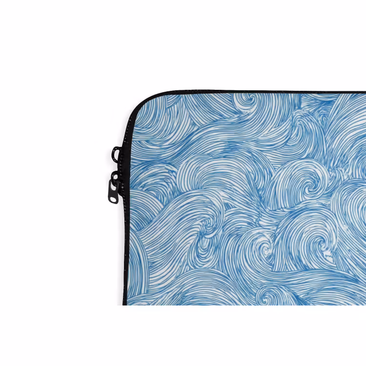 Laptophoes - Blauw - Wit - Spiraal - Golven - Lijnen — 6