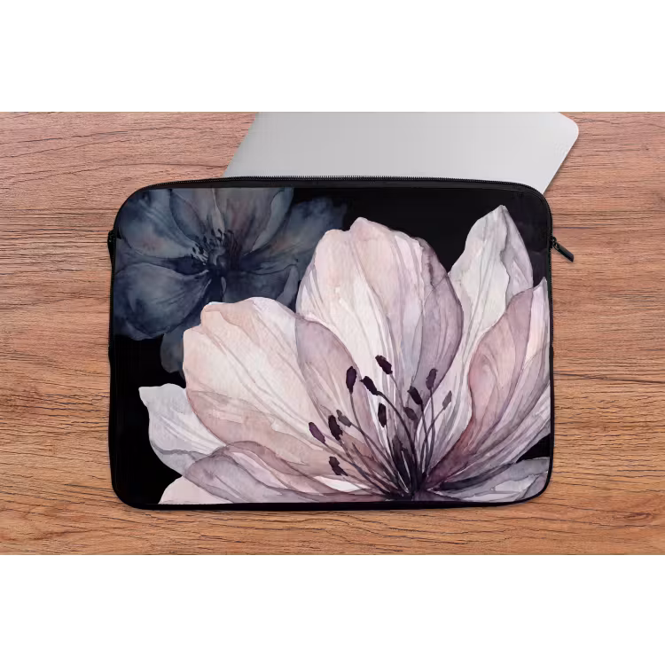 Laptophoes - Bloemen - Aquarel - Modern - Roze - Donker — 2