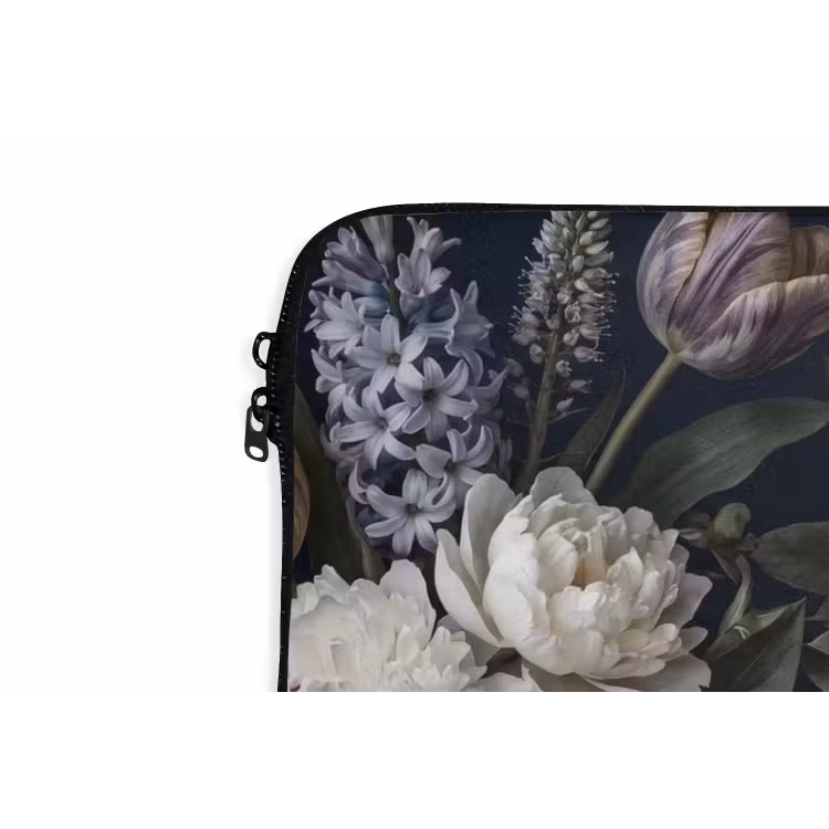 Laptophoes - Bloemen - Donker - Elegant - Natuur - Wit — 6