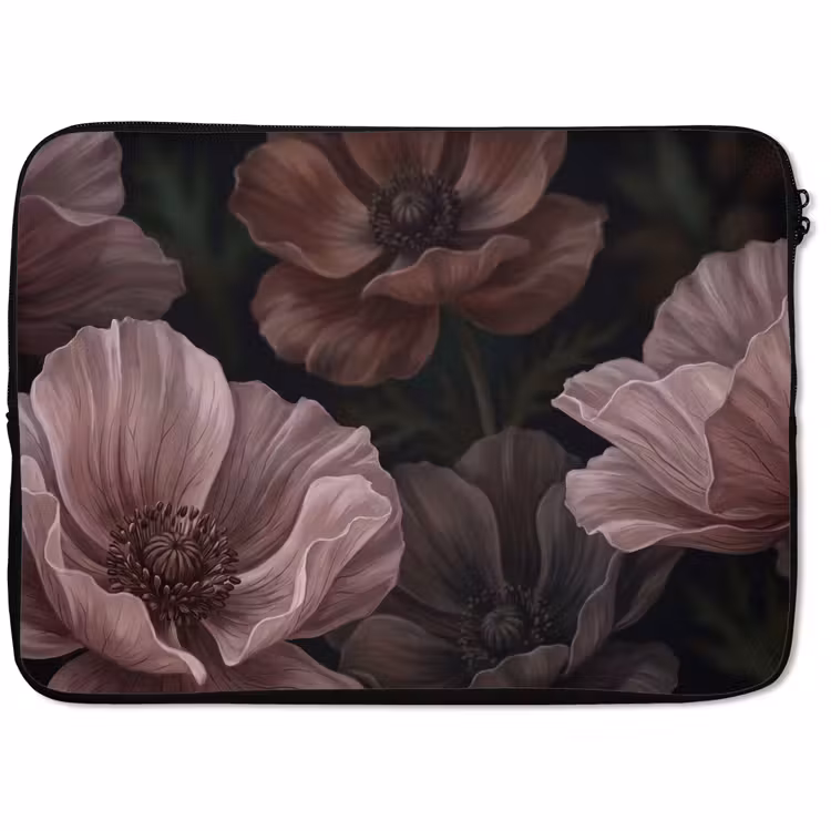 Laptophoes - Bloemen - Natuur - Roze - Donker - Modern — 1
