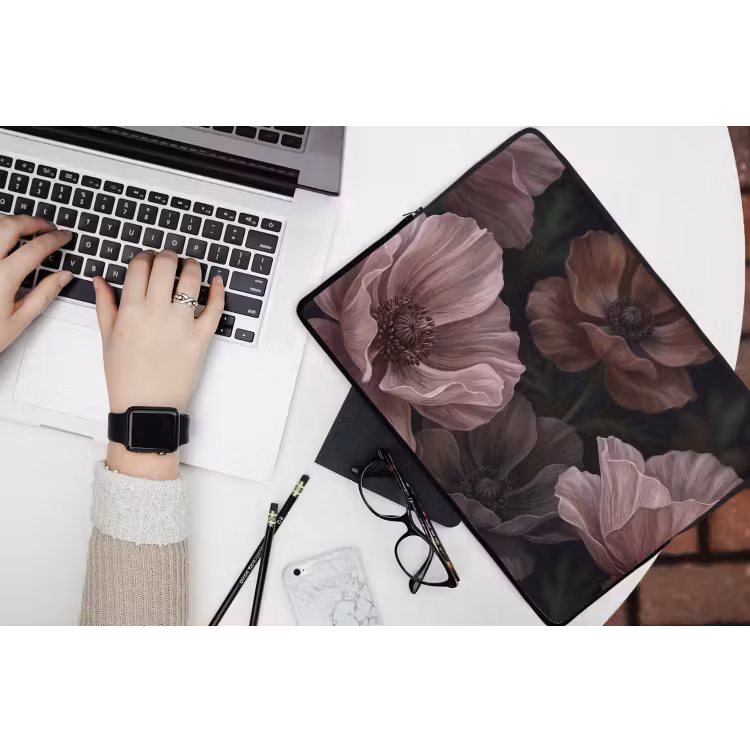 Laptophoes - Bloemen - Natuur - Roze - Donker - Modern — 3