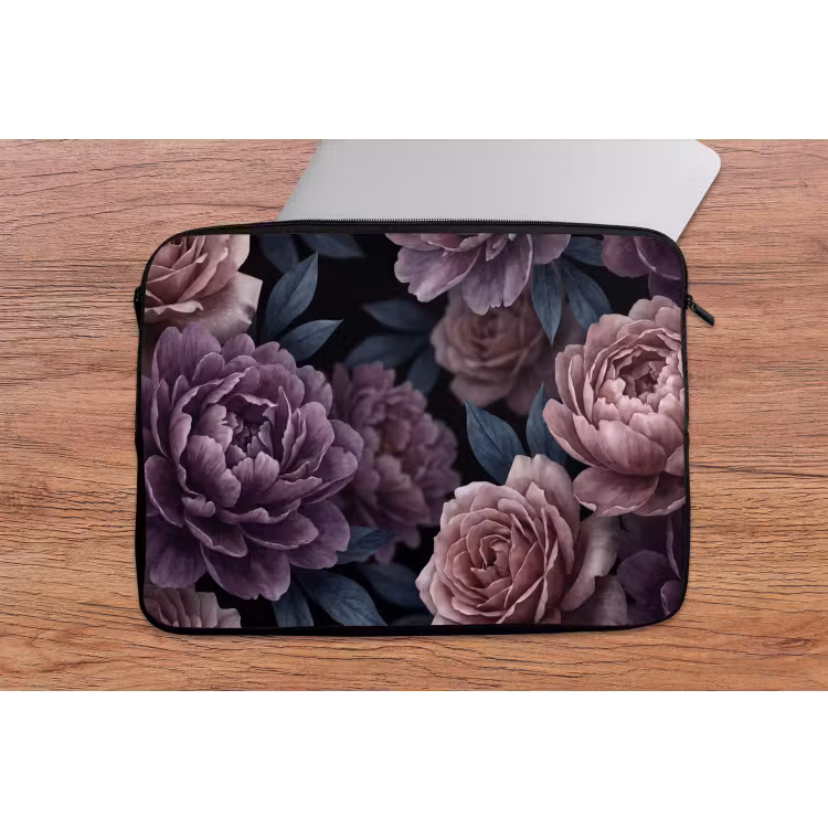 Laptophoes - Bloemen - Patroon - Donker - Botanisch - Paars — 2